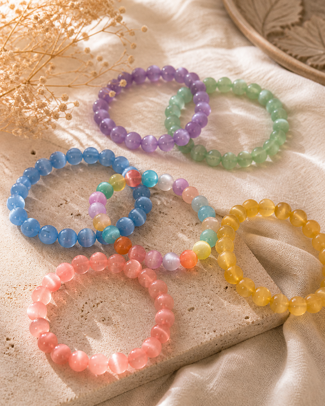 Selenit Armband gefärbt
